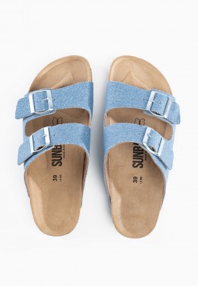 Sandales Trefle 2 Brides Denim bleu clair