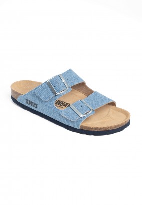 Sandales Trefle 2 Brides Denim bleu clair