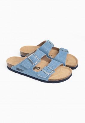 Sandales Trefle 2 Brides Denim bleu clair