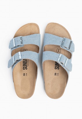 Sandales Trefle 2 Brides Denim bleu ciel
