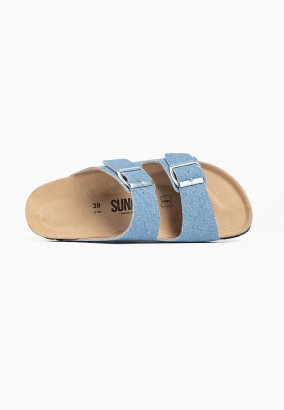 Sandales Trefle 2 Brides Denim bleu clair