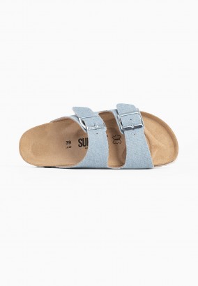 Sandales Trefle 2 Brides Denim bleu ciel