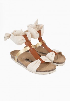 Sandales Joelle Multibrides Beige et Or