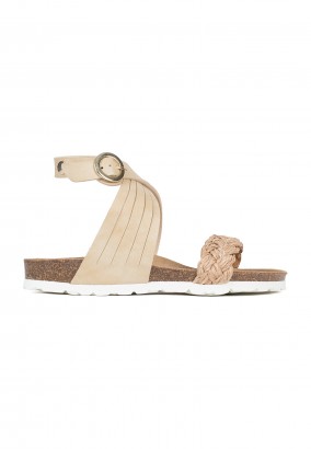 Sandales Romaine Multibrides Beige et Or