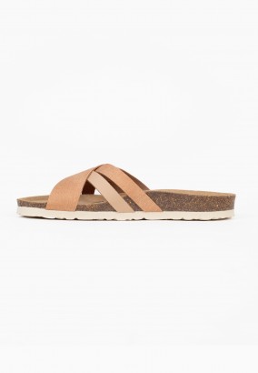Sandales Gratien 2 Brides Camel et beige