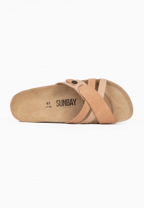 Sandales Gratien 2 Brides Camel et beige