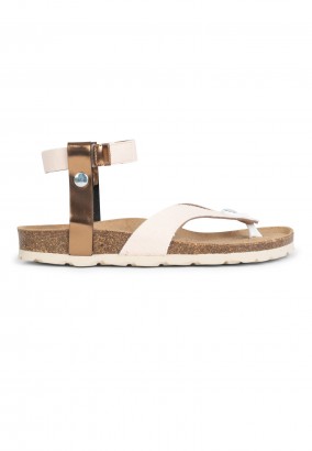 Sandales Street à entre-doigts Or et bronze