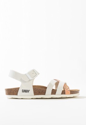 Sandales Andros Multibrides Saumon et blanc