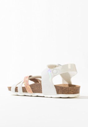 Sandales Andros Multibrides Saumon et blanc