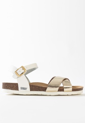 Sandales Albany Multibrides Blanc et Or