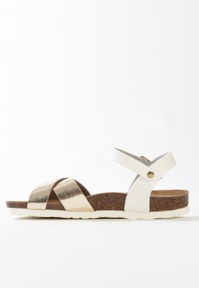Sandales Albany Multibrides Blanc et Or