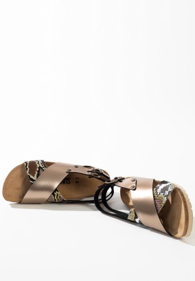 Sandales Salta Multibrides Beige python