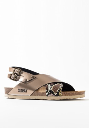 Sandales Salta Multibrides Beige python