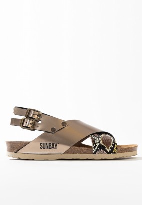 Sandales Salta Multibrides Beige python