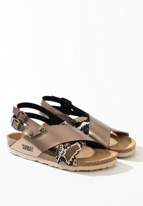 Sandales Salta Multibrides Beige python