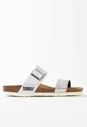Sandales Hermosi 2 Brides Argent et blanc