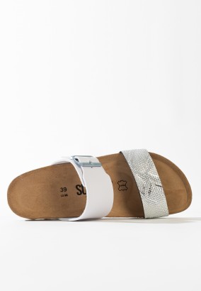 Sandales Hermosi 2 Brides Argent et blanc