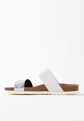 Sandales Hermosi 2 Brides Argent et blanc