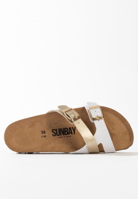 Sandales Bambou Multibrides Blanc et Or