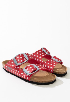 Sandales Calen 2 Brides Rouge et blanc