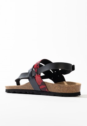 Sandales Gove à entre-doigts Noir et rouge python