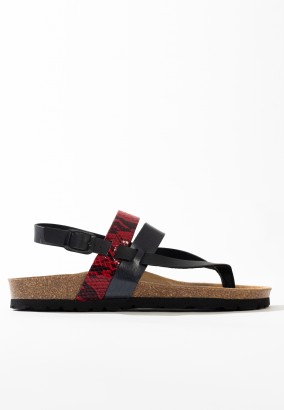 Sandales Gove à entre-doigts Noir et rouge python