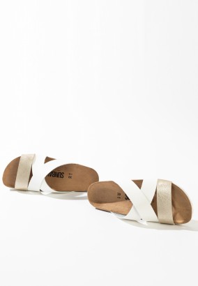 Sandales Nuevo Multibrides Blanc et Or