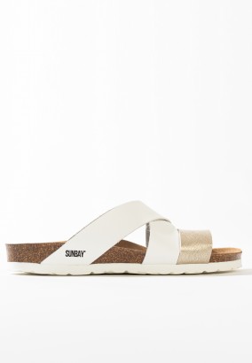 Sandales Nuevo Multibrides Blanc et Or