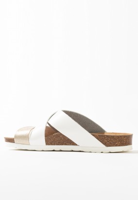 Sandales Nuevo Multibrides Blanc et Or