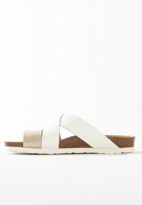 Sandales Nuevo Multibrides Blanc et Or