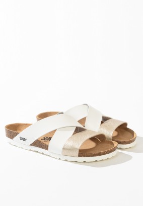 Sandales Nuevo Multibrides Blanc et Or