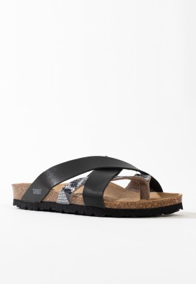 Sandales Ceduna Multibrides Noir et gris python