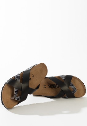 Sandales Ceduna Multibrides Noir et gris python