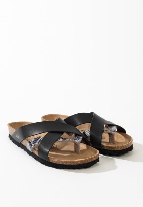 Sandales Ceduna Multibrides Noir et gris python