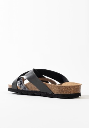 Sandales Ceduna Multibrides Noir et gris python