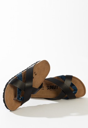 Sandales Ceduna Multibrides Noir et bleu python