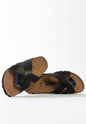 Sandales Ceduna Multibrides Noir et bleu python
