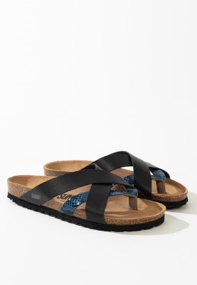 Sandales Ceduna Multibrides Noir et bleu python