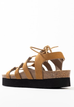 Sandales Puebla à plateforme Tan