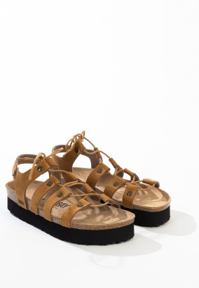 Sandales Puebla à plateforme Tan