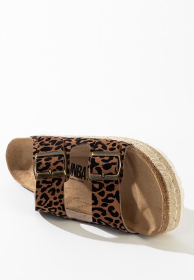 Sandales Orange à plateforme Leopard