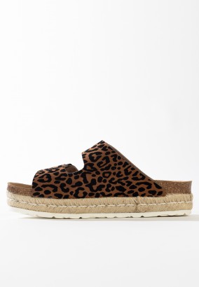 Sandales Orange à plateforme Leopard