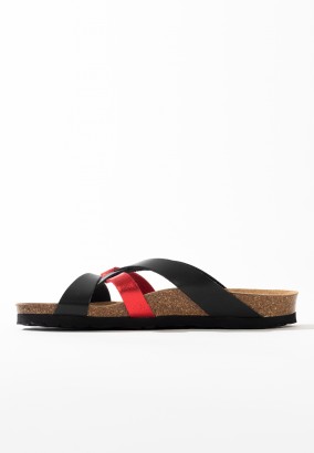 Sandales Albury Multibrides Noir et rouge