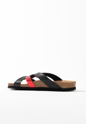Sandales Albury Multibrides Noir et rouge