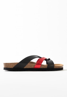 Sandales Albury Multibrides Noir et rouge
