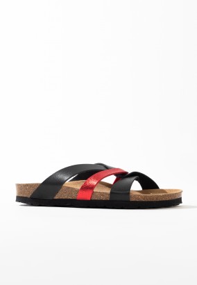Sandales Albury Multibrides Noir et rouge