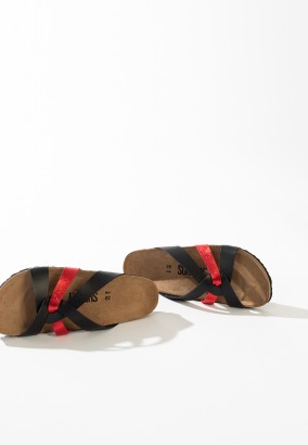 Sandales Albury Multibrides Noir et rouge