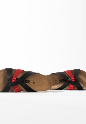 Sandales Albury Multibrides Noir et rouge