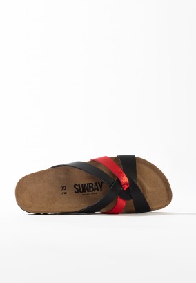 Sandales Albury Multibrides Noir et rouge