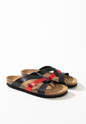 Sandales Albury Multibrides Noir et rouge